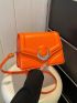 Small Flap Square Bag Metal Decor Neon Orange Funky