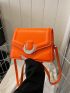 Small Flap Square Bag Metal Decor Neon Orange Funky