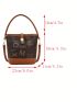 Small Bucket Bag Letter Graphic Contrast Binding Turn Lock