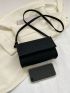 Mini Flap Square Bag Stitch Detail Minimalist Black
