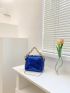 Mini Square Bag Blue Sequins & Chain Decor