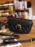 Small Flap Saddle Bag Quilted Pattern Buckle Decor