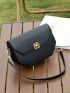 Small Flap Novelty Bag Metal Decor Minimalist Black