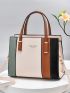 Classic Style Striped Handbag, Women's Colorblock Shoulder Bag, Fashion PU Crossbody Bag