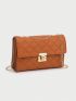 Quilted Turn-lock Chain Square Bag