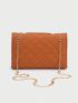 Quilted Turn-lock Chain Square Bag