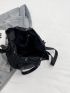 Small Bucket Bag Drawstring Design Nylon Black