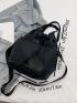 Small Bucket Bag Drawstring Design Nylon Black