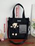 Letter Patch Decor Square Bag Cartoon Bear Decor