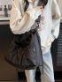 Oversized Crossbody Bag Drawstring Design Nylon