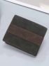 Two Tone Small Wallet Metal Decor Stitch Detail