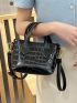 Mini Bucket Bag Crocodile Embossed Double Handle