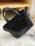 Mini Bucket Bag Crocodile Embossed Double Handle