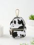 Cow Pattern Double Zipper Coin Purse Card Holder Bag