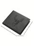 Deer Embossed Small Wallet Solid Color Fold Over