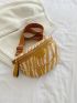Mini Waist Bag Letter Embossed Detail Zebra Stripe Chain Decor