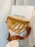 Mini Waist Bag Letter Embossed Detail Zebra Stripe Chain Decor
