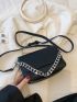 Mini Square Bag Chain Decor Litchi Embossed Flap PU
