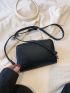 Mini Square Bag Chain Decor Litchi Embossed Flap PU