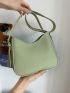 Small Hobo Bag Green Zipper PU