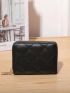 Black Classic Card Holder Quilted Detail Zipper PU
