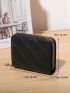 Black Classic Card Holder Quilted Detail Zipper PU