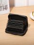 Black Classic Card Holder Quilted Detail Zipper PU