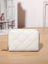 White Classic Card Holder Quilted Detail Zipper PU