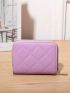 Purple Classic Card Holder Quilted Detail Zipper PU