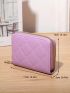 Purple Classic Card Holder Quilted Detail Zipper PU