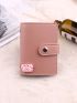 Pink Classic Card Holder Cartoon Crab Decor Snap Button PU