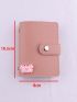 Pink Classic Card Holder Cartoon Crab Decor Snap Button PU
