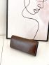 Crocodile Embossed Phone Wallet Snap Button Black Elegant