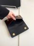 Crocodile Embossed Phone Wallet Snap Button Black Elegant