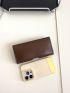Crocodile Embossed Phone Wallet Snap Button Black Elegant