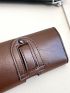 Crocodile Embossed Phone Wallet Snap Button Black Elegant
