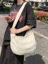 Minimalist Hobo Bag Large Capacity Canvas Beige