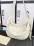 Minimalist Hobo Bag Large Capacity Canvas Beige