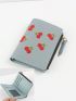 Cherry Embroidered Small Wallet Zipper Bifold