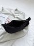 Minimalist Hobo Bag Medium Zipper Black Adjustable Strap