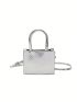 Geometric Pattern Square Bag Mini Double Handle Metallic Funky