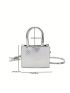 Geometric Pattern Square Bag Mini Double Handle Metallic Funky