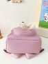 Cartoon Decor Classic Backpack Small Letter Patch Decor Pink