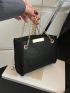 Stitch Detail Square Bag Mini Chain Strap Black