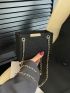 Stitch Detail Square Bag Mini Chain Strap Black