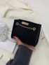 Stitch Detail Square Bag Mini Chain Strap Black