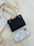 Stitch Detail Square Bag Mini Chain Strap Black