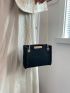 Stitch Detail Square Bag Mini Chain Strap Black