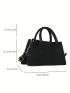 Chevron Pattern Square Bag Double Handle Black Elegant