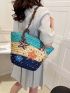 Color Block Geometric Pattern Straw Bag Small Vacation